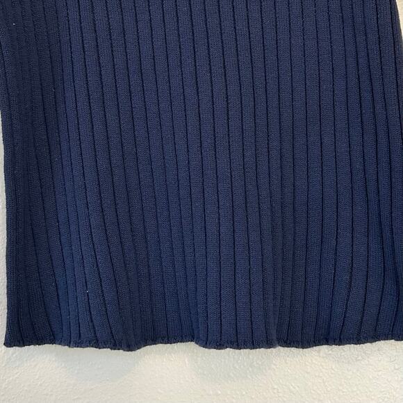 Anthropologie Flat white Polo Knit ribbed sweater preppy sporty academia navy 1X - Picture 5 of 11